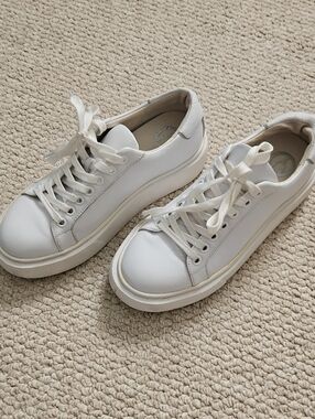 Women’s White Platform Lace-Up Sneakers
